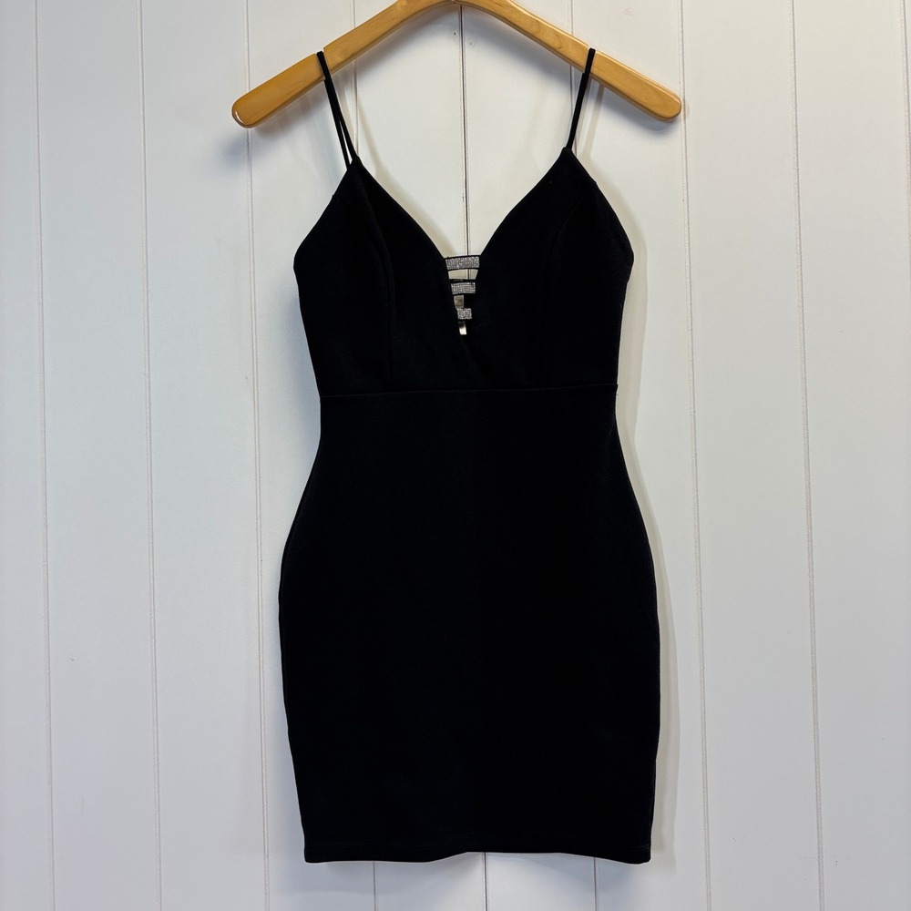 Glare Women Y2K Clubwear Rhinestone Bodycon Mini Dress Size M Night Out Glam